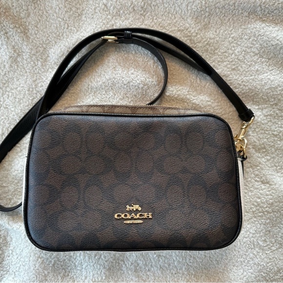Coach Signature Black and Brown Crossbody Bag - Picture 1 of 8
